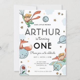 Modern Le Petit Prince Birthday Party Einladung