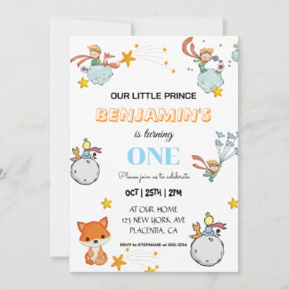 Modern Le Petit Prince Birthday Party Welcome Sign Einladung