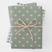 Modern Leaf Gingham Pinstripe Pattern Mix Green | Geschenkpapier Set (Beispiel)