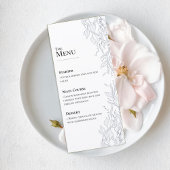 Modern Leaf Line Art Wedding Menu Card Menükarte
