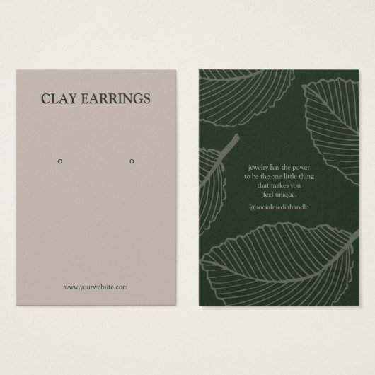 Modern Leaf Pattern Schmuck Earring Display Card (Vorne & Hinten)