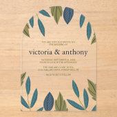 Modern Leaf Wedding Acryleinladungen (Vorderseite)