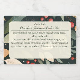 Modern Leaves and Berries Christmas Baking Mix Lebensmitteletikett