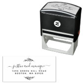 Modern Leaves Custom Script Wedding Return Address Permastempel (Beispiel)