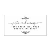 Modern Leaves Custom Script Wedding Return Address Permastempel (Design)