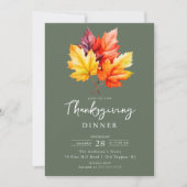 Modern Leaves Thanksgiving Dinner Einladung (Vorderseite)
