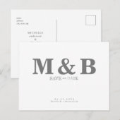 Modern & leicht Grau Monogram weiß Postkarte (Vorne/Hinten)