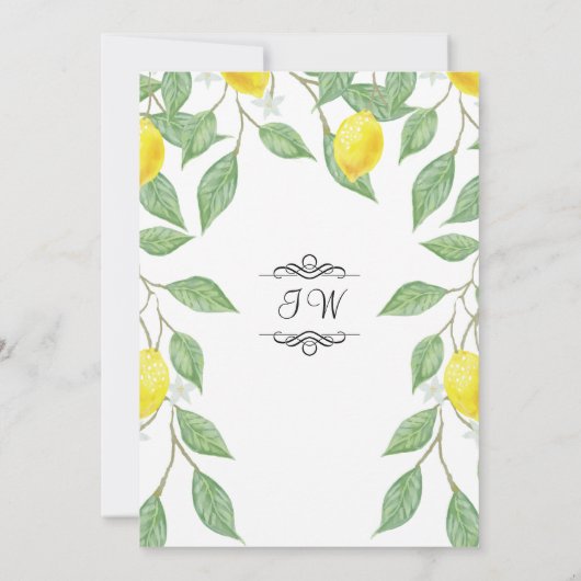 Modern Lemon Boho Brautparty Einladung (Rückseite)