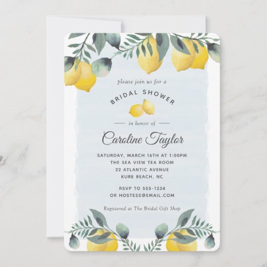 Modern Lemon Brautparty Einladung (Vorderseite)