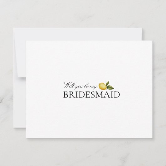 Modern Lemon Bridesmaid Vorschlag Card Save The Date (Vorderseite)