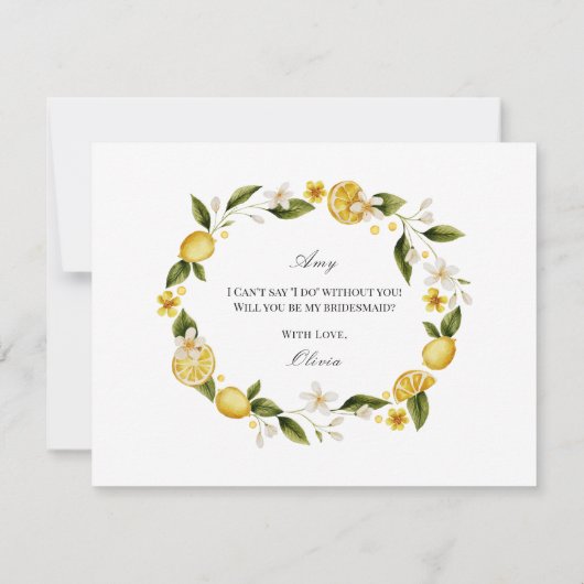 Modern Lemon Bridesmaid Vorschlag Card Save The Date (Rückseite)