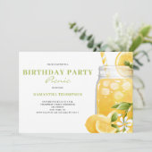 Modern Lemon Citrus Birthday Party Picnic Einladung (Stehend Vorderseite)
