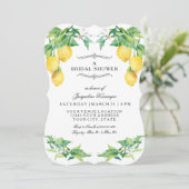 Modern Lemon Citrus Floral Elegant Bridal Shower Einladung (Stehend Vorderseite)
