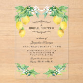 Modern Lemon Elegant Floral Blue Bridal Shower Acryleinladungen (Vorderseite)