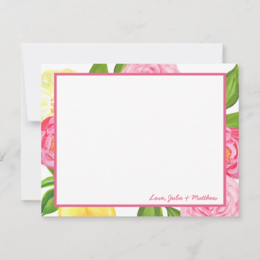 Modern Lemon Floral Vielen Dank Dankeskarte (Rückseite)