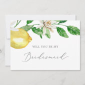 Modern Lemon Garden Bridesmaid Vorschlag Card Einladung (Vorderseite)