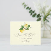 Modern Lemon Garden Gelb Save the Date Postkarte (Stehend Vorderseite)
