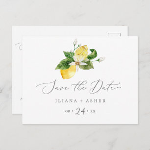 Modern Lemon Garden Save the Date Postkarte