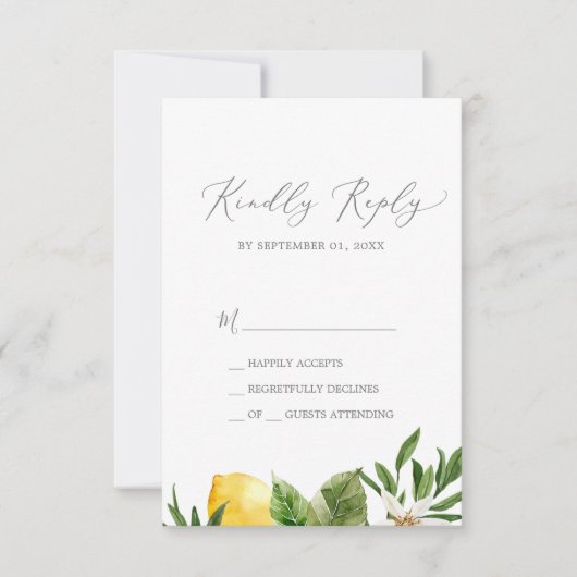 Modern Lemon Garden Simple RSVP Card (Vorderseite)