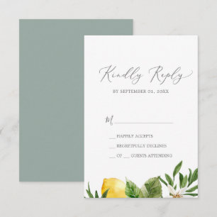 Modern Lemon Garden Simple RSVP Card Karte
