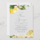Modern Lemon | Graues Brautparty Einladung (Vorderseite)