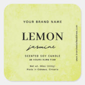 Modern Lemon Green Rustic Label Quadratischer Aufkleber (Vorderseite)