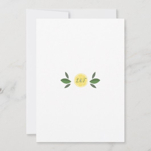 Modern Lemon Greenery Engagement Party Einladung (Rückseite)