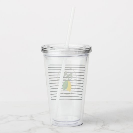 Modern Lemon Limon Limoncillo Streifen Monogramm Acryltrinkbecher (Rückseite)