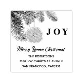 Modern Lemon Orange Merry Christmas Joy Permastempel (Design)