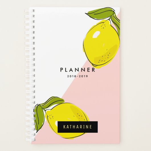 Modern Lemon & Pink Blocks Planner Planer (Vorderseite)