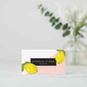 Modern Lemon Pink White Block Business Card Visitenkarte (Stehend Vorderseite)
