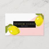 Modern Lemon Pink White Block Business Card Visitenkarte (Vorderseite)