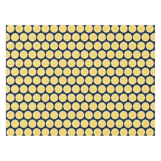 Modern Lemon Slice Navy Blue & Yellow Tischdecke (Vorderseite (Horizontal))