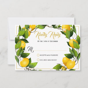Modern Lemon Wreath Garden Hochzeit RSVP Karte