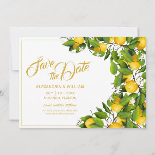 Modern Lemon Wreath Garden Hochzeit Save The Date