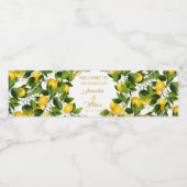Modern Lemon Wreath Garden | Hochzeit Wasserflaschenetikett (Einzelnes Label)