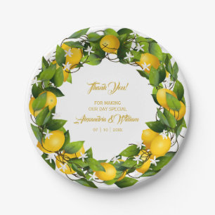 Modern Lemon Wreath Vielen Dank  Hochzeit Pappteller