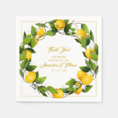 Modern Lemon Wreath Vielen Dank | Hochzeit Serviette (Vorderseite)