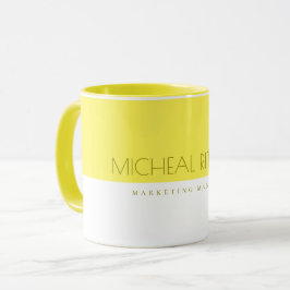 Modern Lemon Yellow Custom monogram Name and Job Tasse