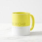 Modern Lemon Yellow Custom monogram Name and Job Tasse (VorderseiteRechts)
