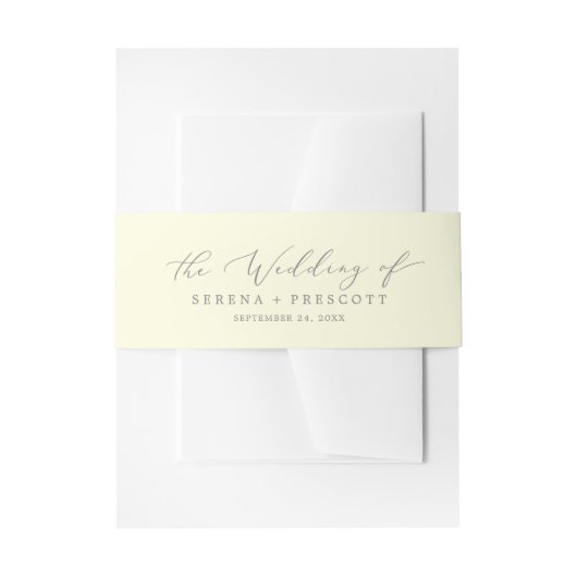 Modern Lemon Yellow Wedding Einladungsbanderole (Vorderseite Beispiel)