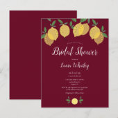 Modern Lemons Burgundy Bridal Dusche Einladung (Vorne/Hinten)