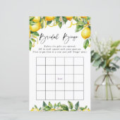 Modern Lemons Citrus Bridal Bingo Game (Stehend Vorderseite)