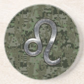 Modern Leo Zodiac signiert über grüne digitale Cam Sandstein Untersetzer (Vorne)