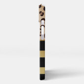 Modern Leonard Print Gold Black Strips Monogramm iPhone Hülle (Linke Seite)