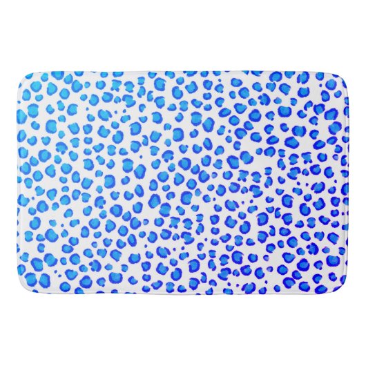 Modern Leopard Animal Print Muster Blau Lila Badematte (Vorderseite)