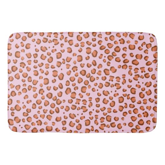 Modern Leopard Animal Print Muster Red Pink Badematte (Vorderseite)
