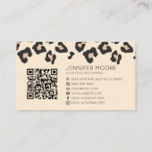Modern Leopard Cheetah Custom Company Logo QR Code Visitenkarte (Rückseite)
