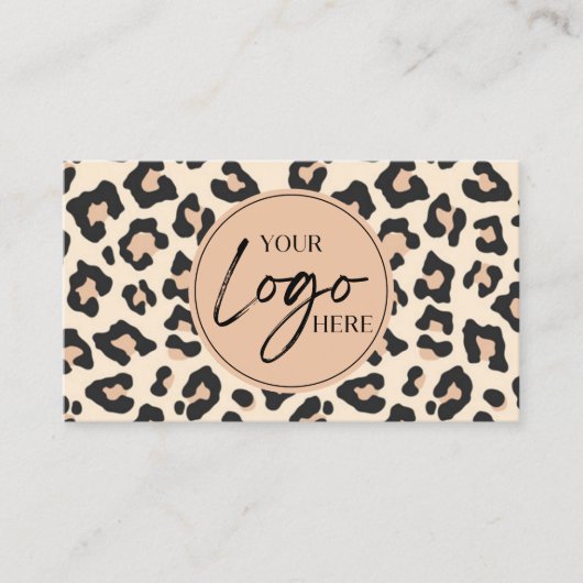 Modern Leopard Cheetah Custom Company Logo QR Code Visitenkarte (Vorderseite)