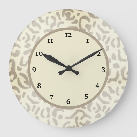Modern Leopard Cheetah Print Chan Brown Große Wanduhr (Vorderseite)